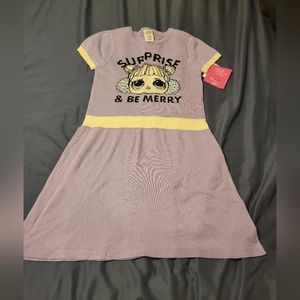LOL Surprise Girl's L 10-12 Purple Surprise & Be Merry Sweater Dress NEW